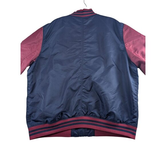 Gap Varsity Bomber Jacket Mens XL Navy Burgundy Full Zip Button Pockets Retro - Picture 4 of 10